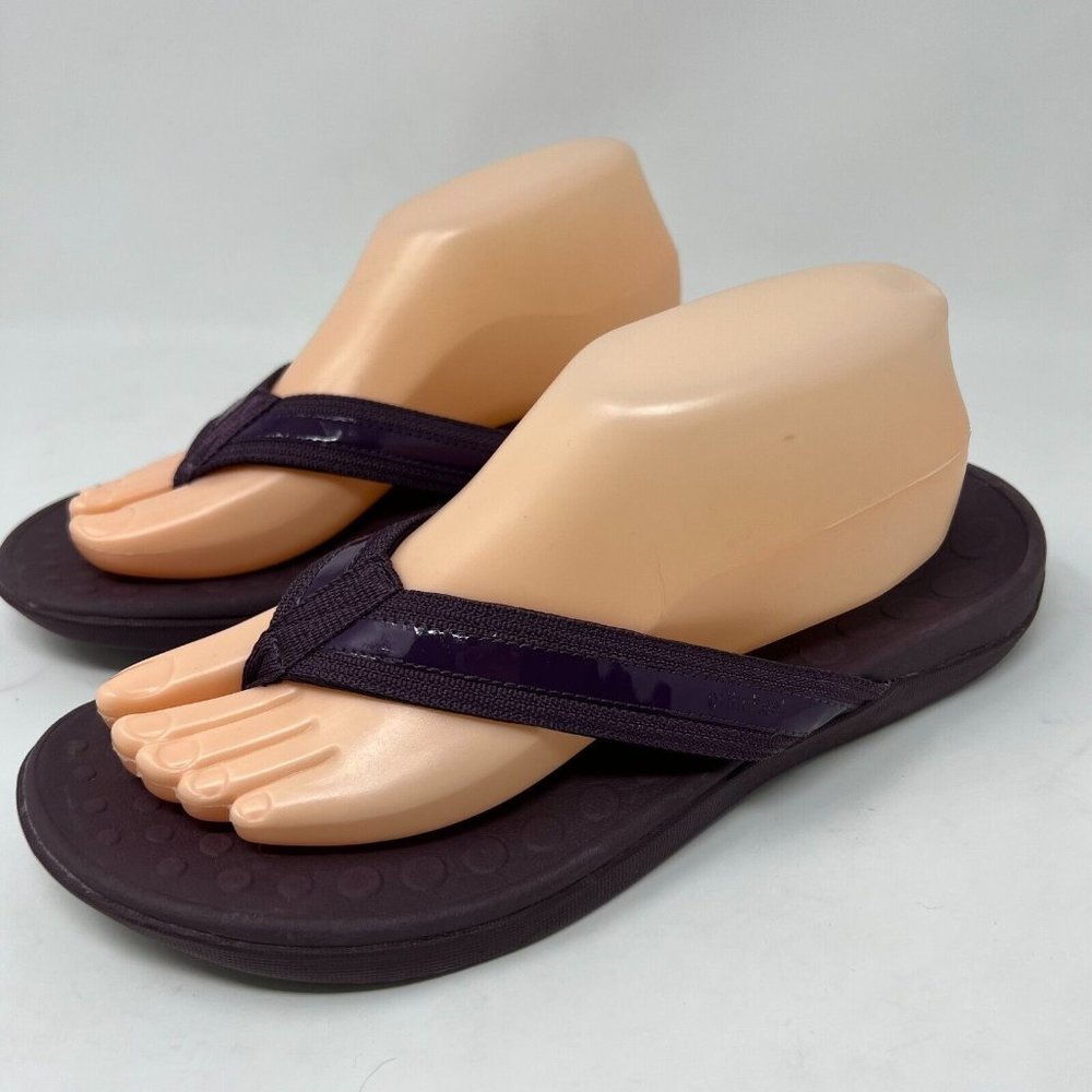 Vionic Orthaheel Tide Size 10 Womens Flat Purple Thong Flip Flop Sandals